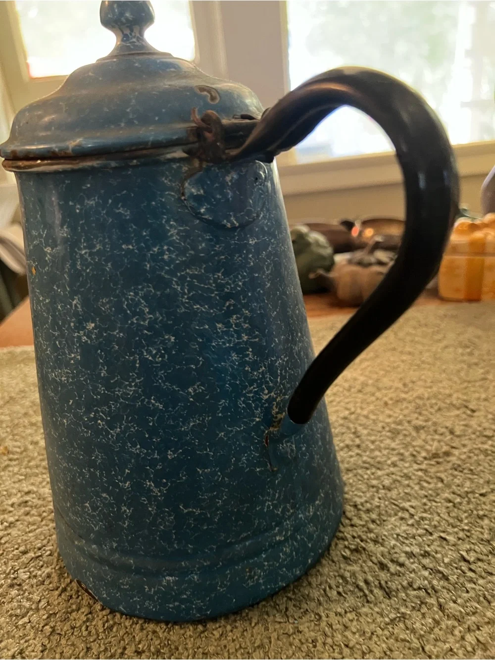 Vintage Enamel Coffee Pot - Classic Speckled Design Glamping